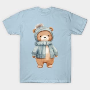 fat bear wearing a winter scarf T-Shirt